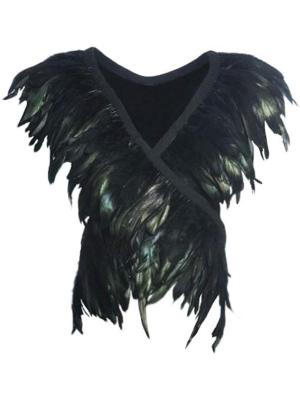 Chic Black Feather Cape Shrug with Lace Collar - Elegant Shoulder Wrap for Women